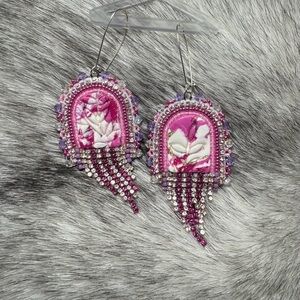 Elegant Pink Beaded Earrings